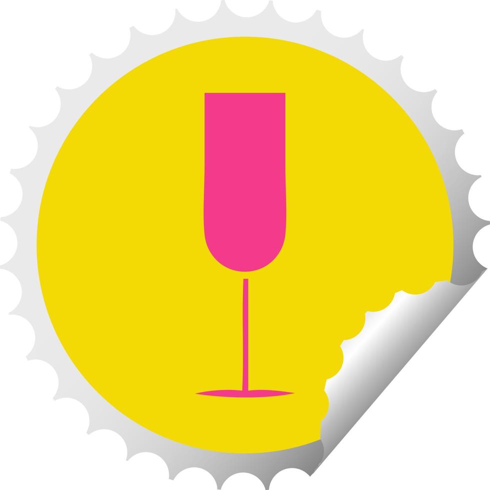 circular peeling sticker cartoon champagne flute vector