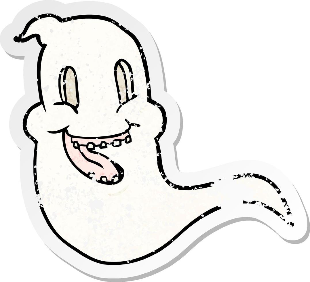 distressed sticker of a cartoon spooky ghost vector