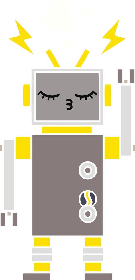 flat color retro cartoon robot vector