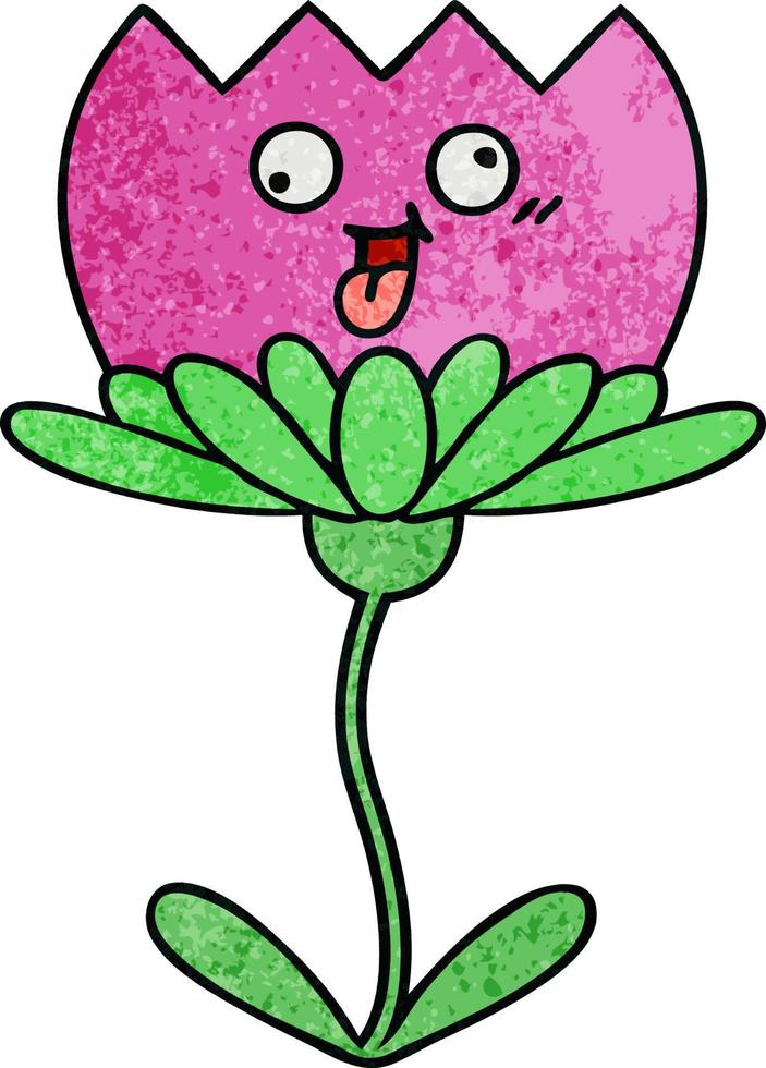 retro grunge texture cartoon flower vector