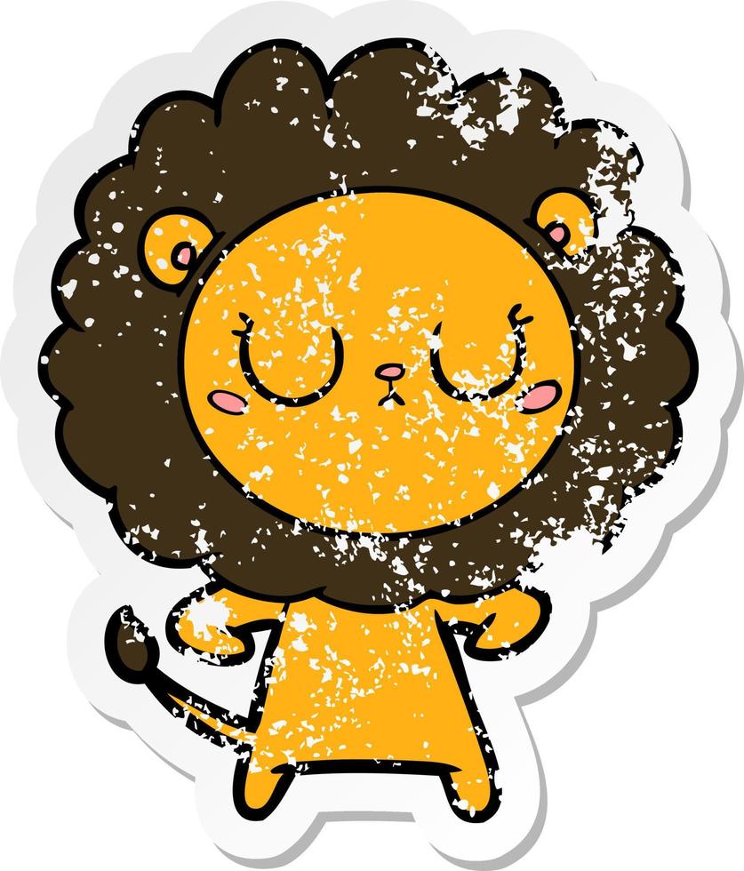distressed sticker of a cartoon lion vector