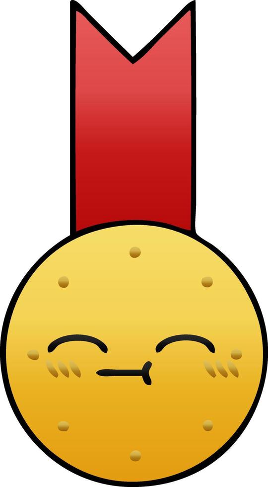 gradient shaded cartoon gold medal vector