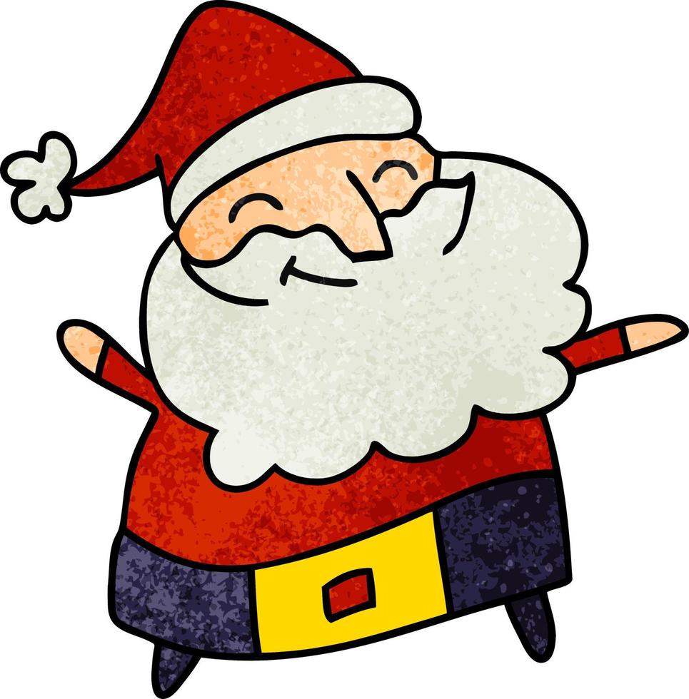 textured cartoon of a jolly father christmas vector