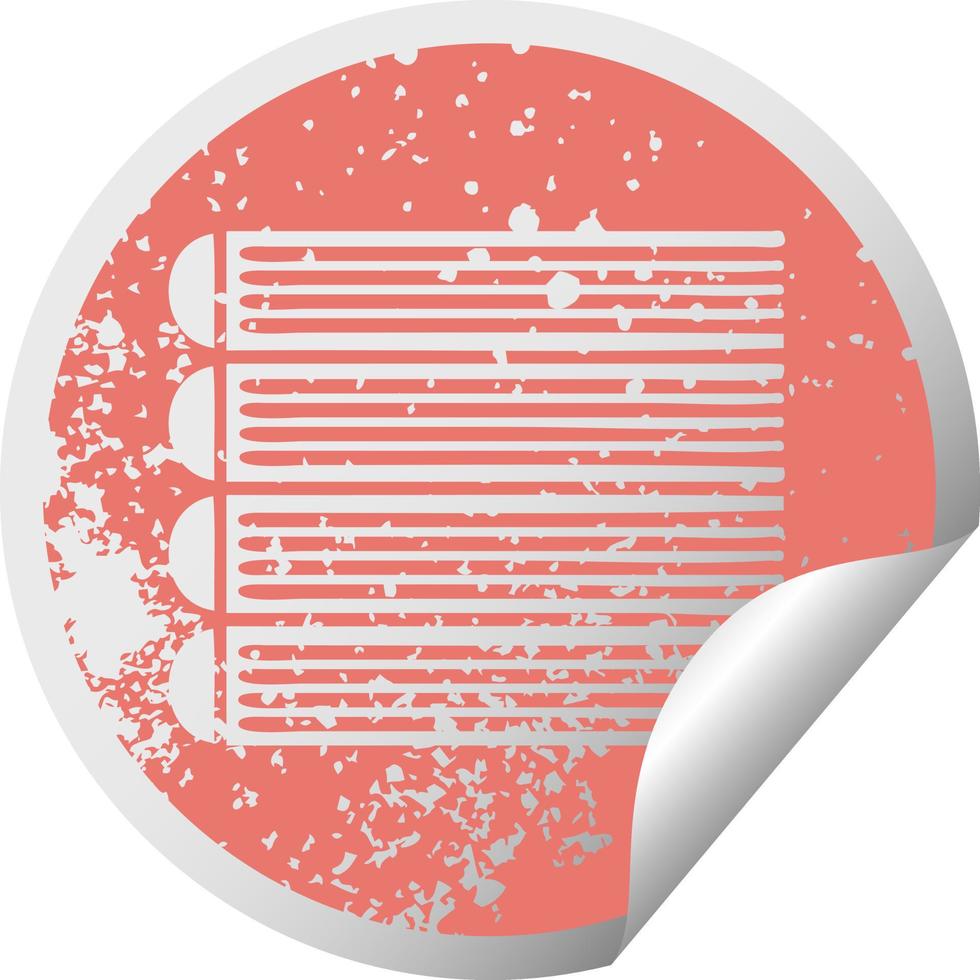 distressed circular peeling sticker symbol stack of books vector