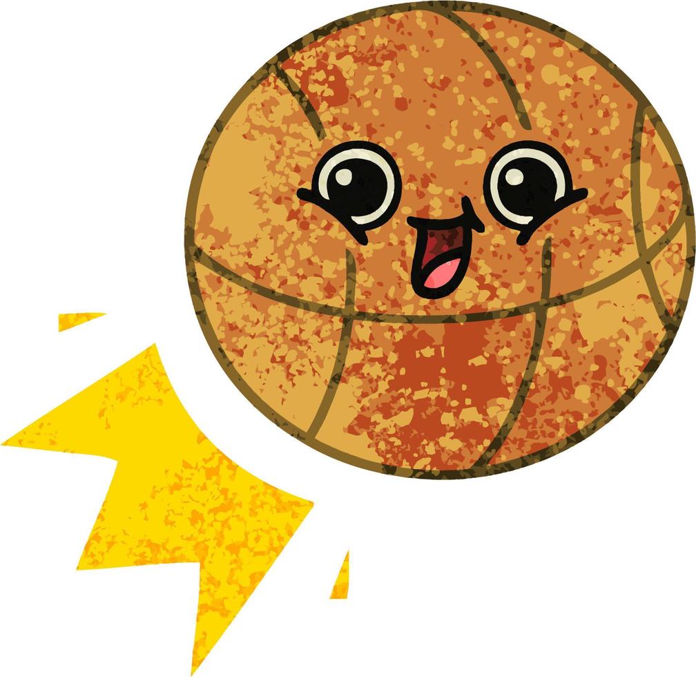 baloncesto de dibujos animados de estilo de ilustración retro vector