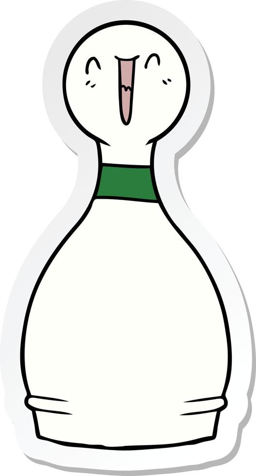 sticker of a cartoon happy bowling pin vector