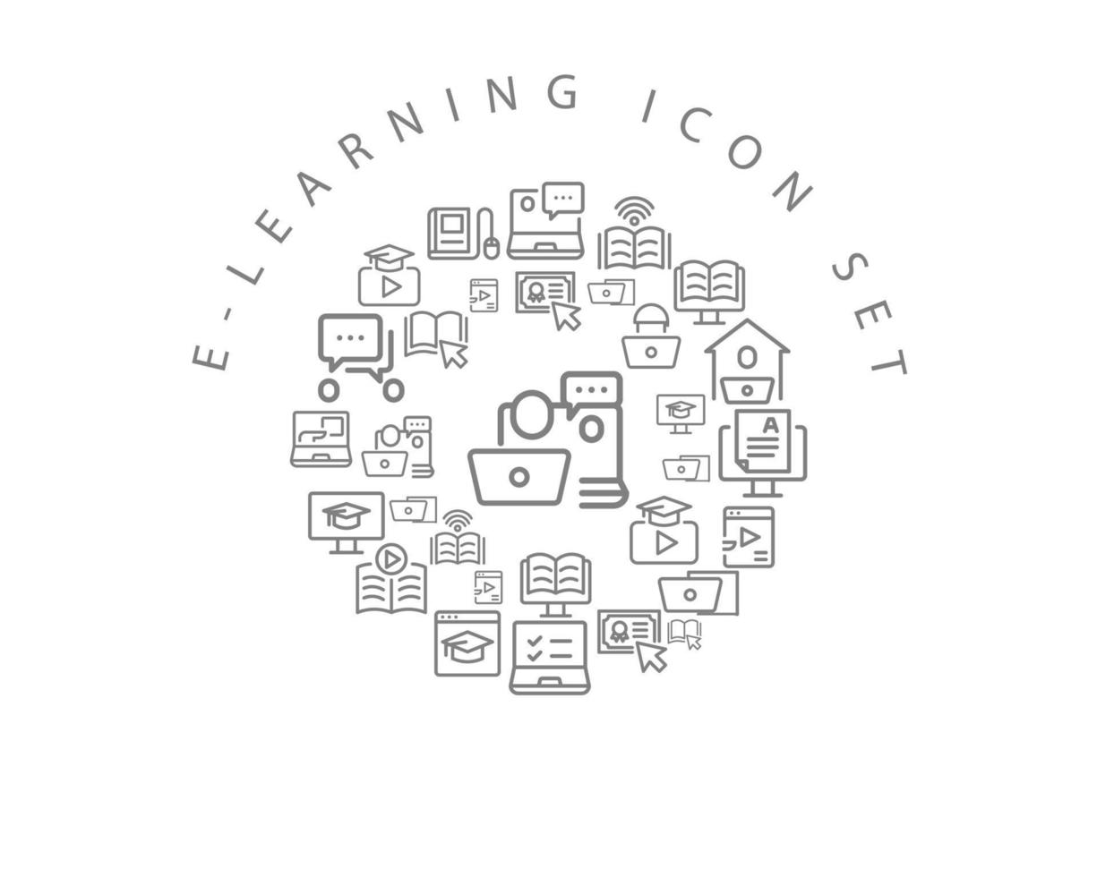 E-learning icon set design on white background. vector