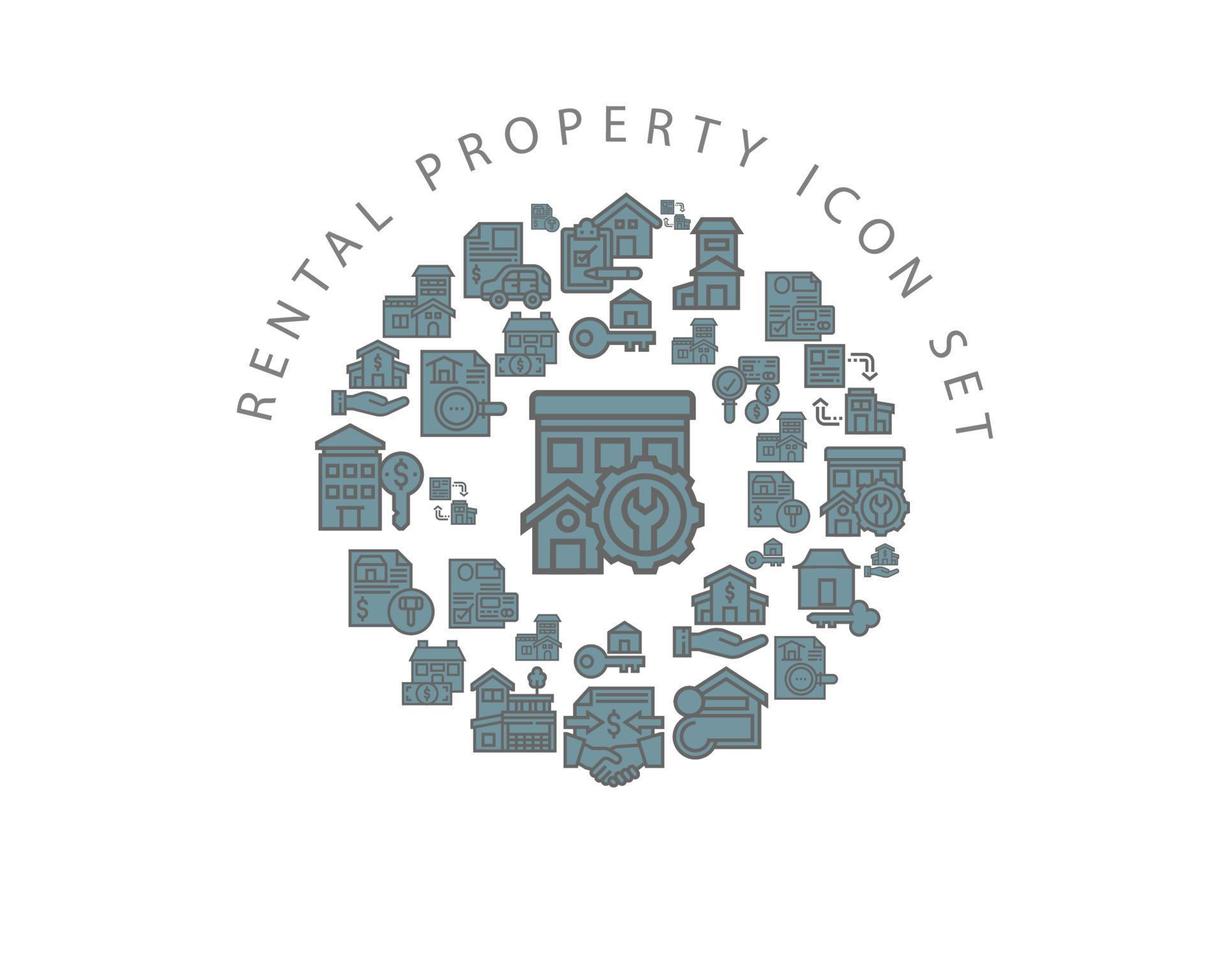 Rental Property Flat icon set design. vector