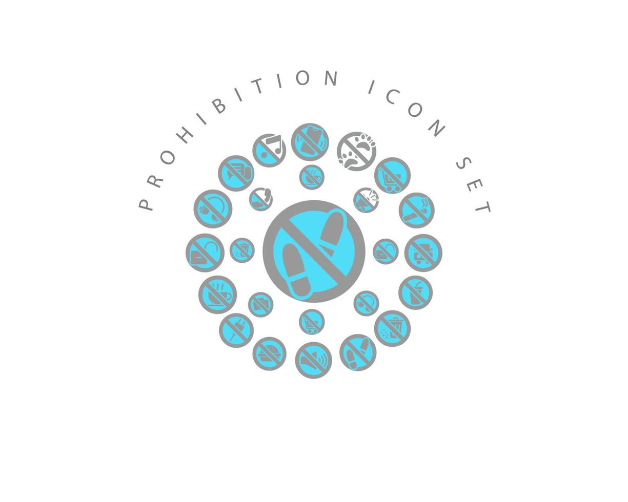 diseño de conjunto de iconos de prohibición sobre fondo blanco. vector