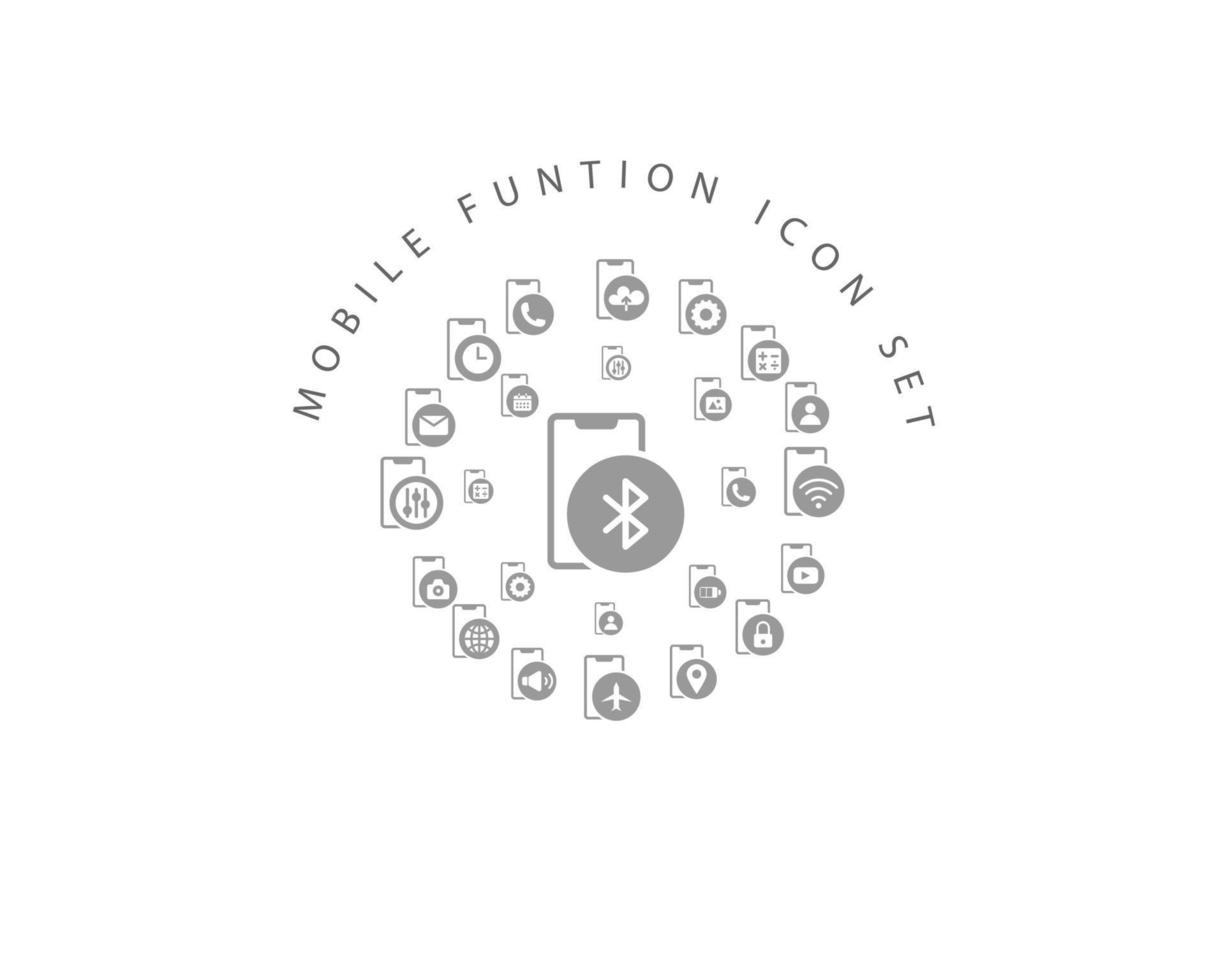 Mobile function icon set design on white background. vector