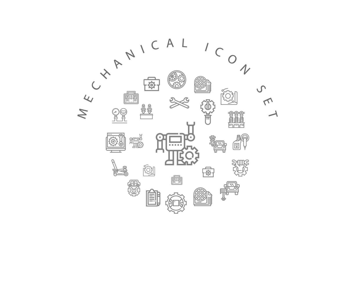 Mechanical icon set design on white background. vector