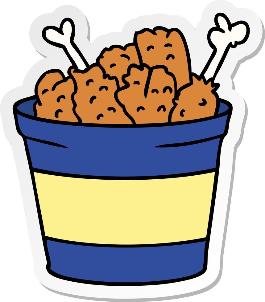 sticker cartoon doodle bucket of fried chicken vector