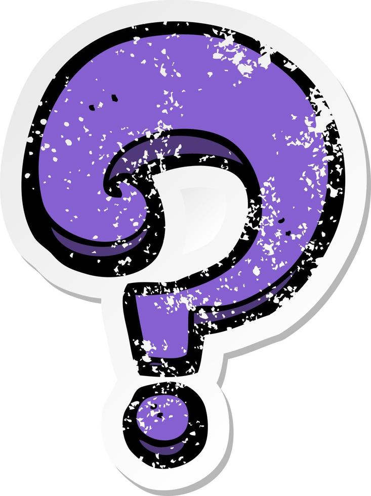 distressed sticker of a cartoon question mark vector