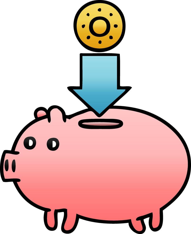 gradient shaded cartoon piggy bank vector