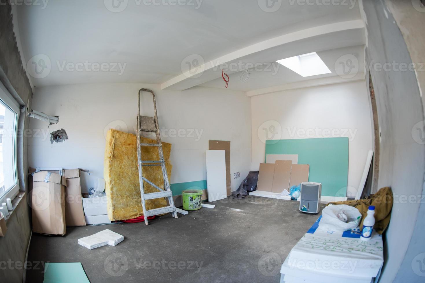 interior of construction site with white drywall photo