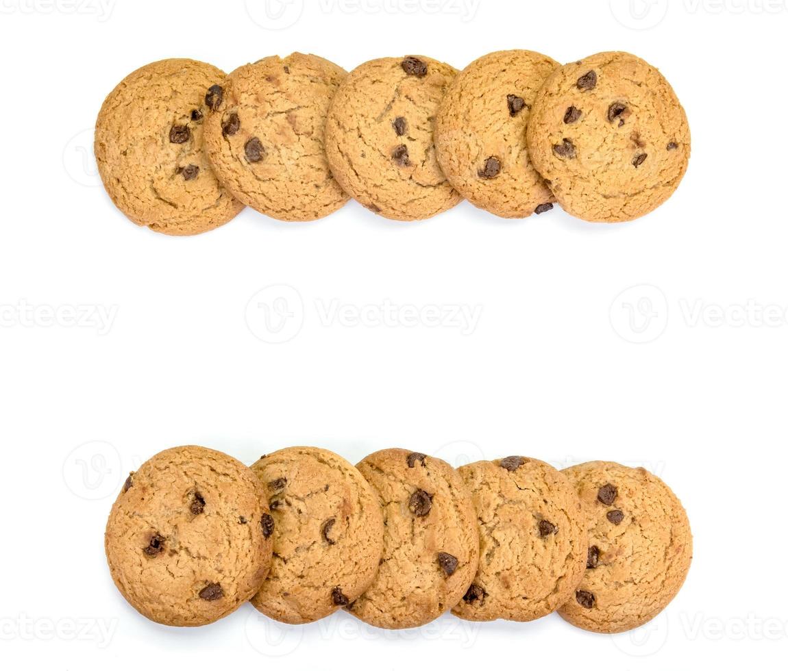 Chocolate chip cookies isolated on white background. photo