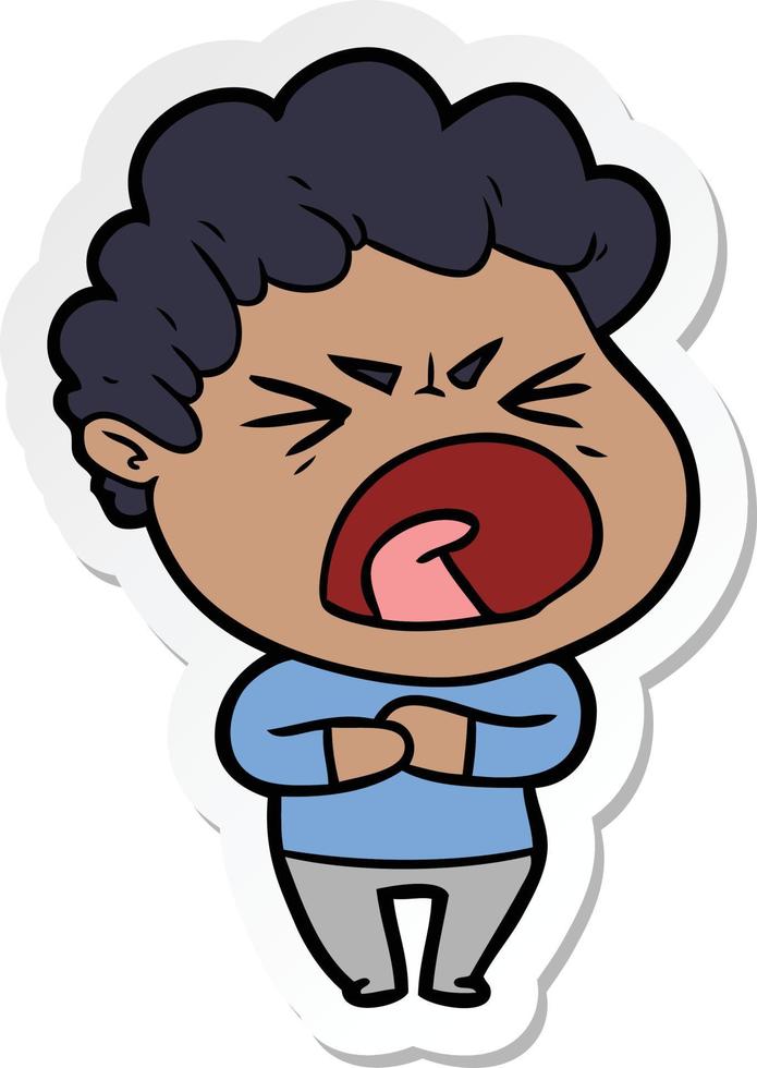 sticker of a cartoon furious man vector