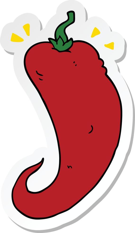 sticker of a cartoon chili pepper vector