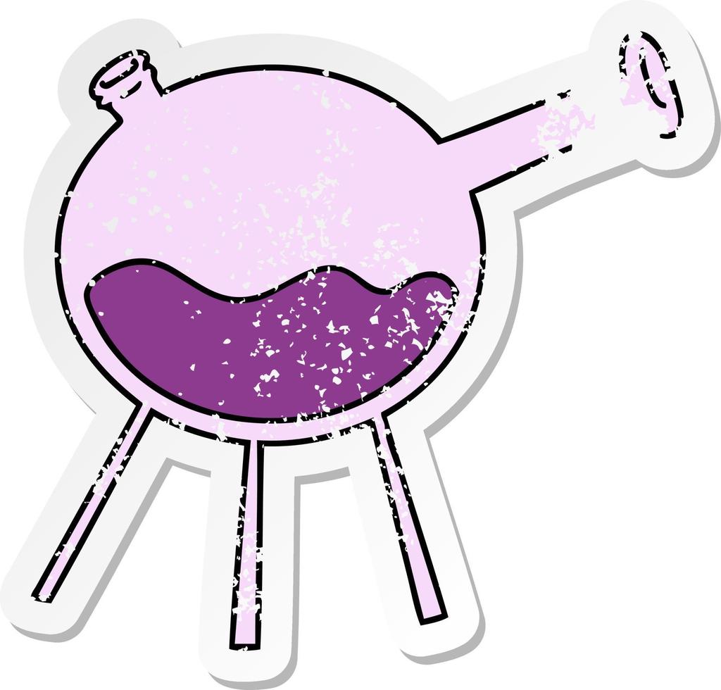 distressed sticker cartoon doodle of a science test tube vector