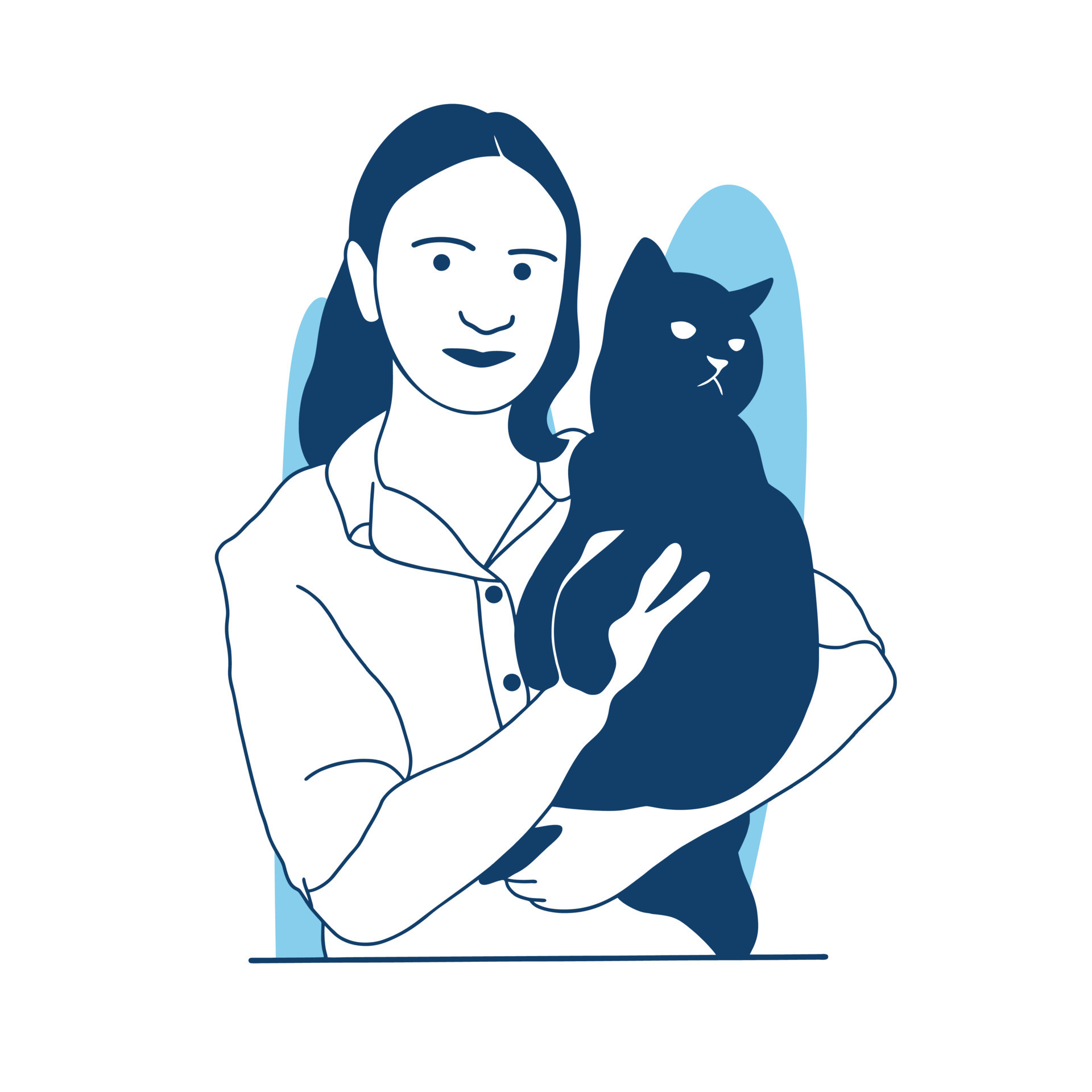 flat style vector illustration a beautiful Girls hold their pets in ...