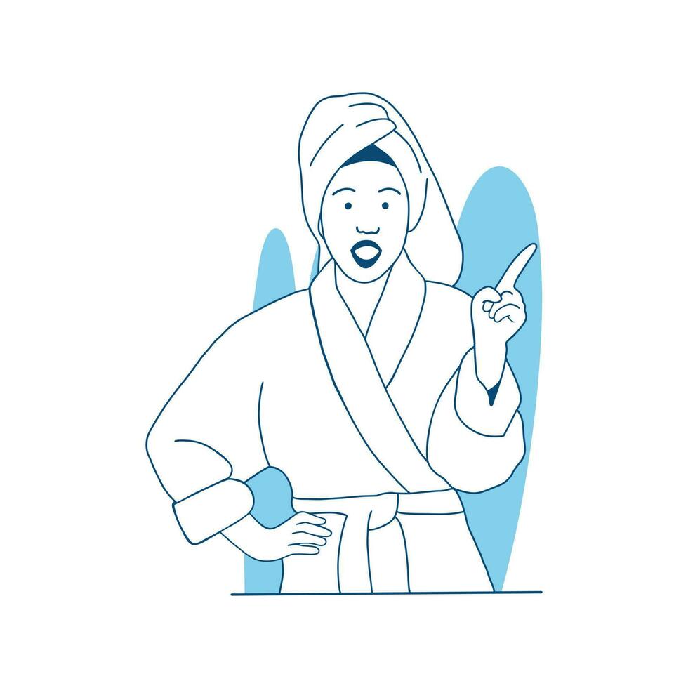 flat style vector illustration beautiful girl with bath robes