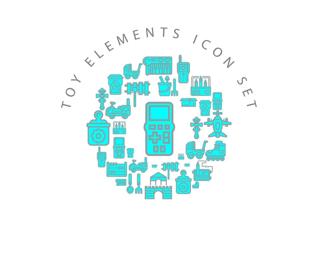 Toy elements icon set design on white background. vector