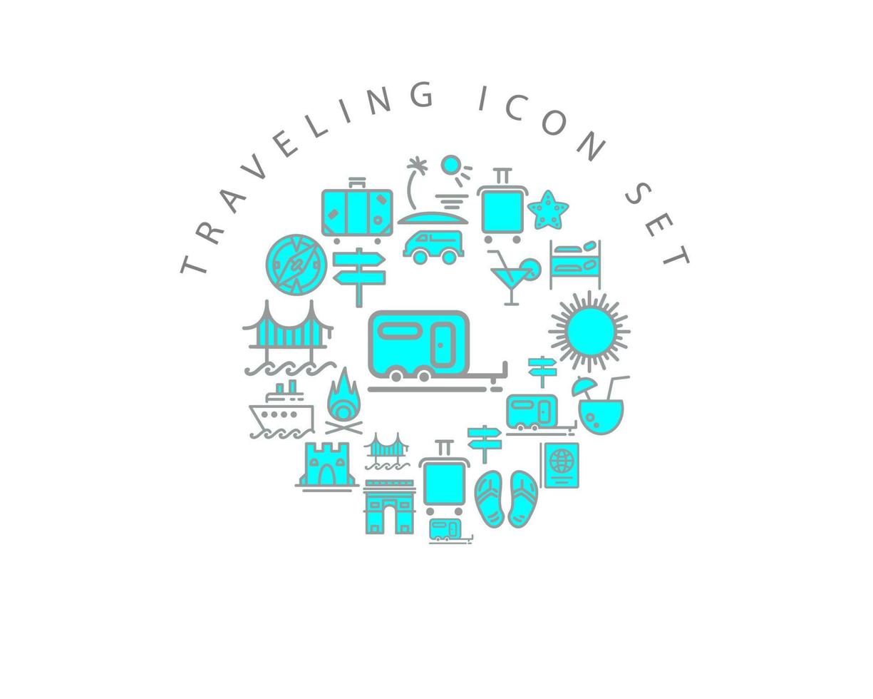 Traveling icon set design on white background. vector