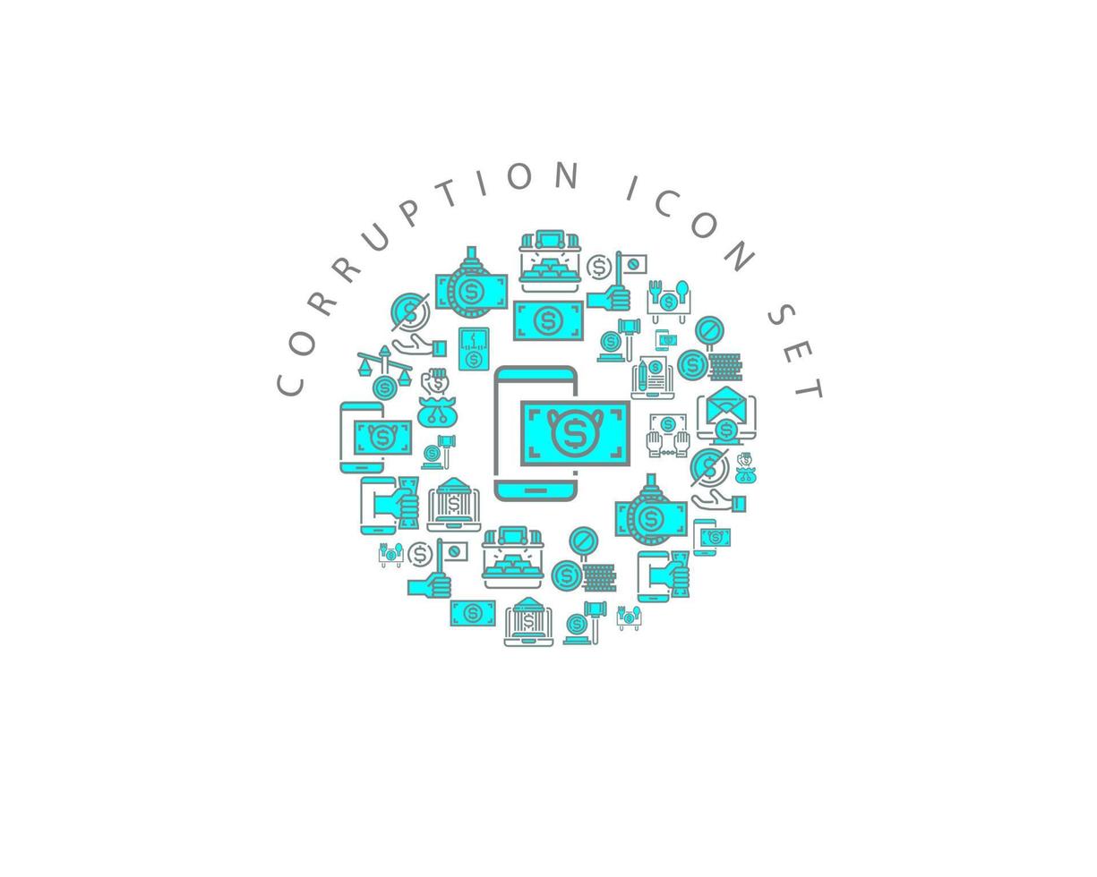 diseño de conjunto de iconos de corrupción sobre fondo blanco. vector