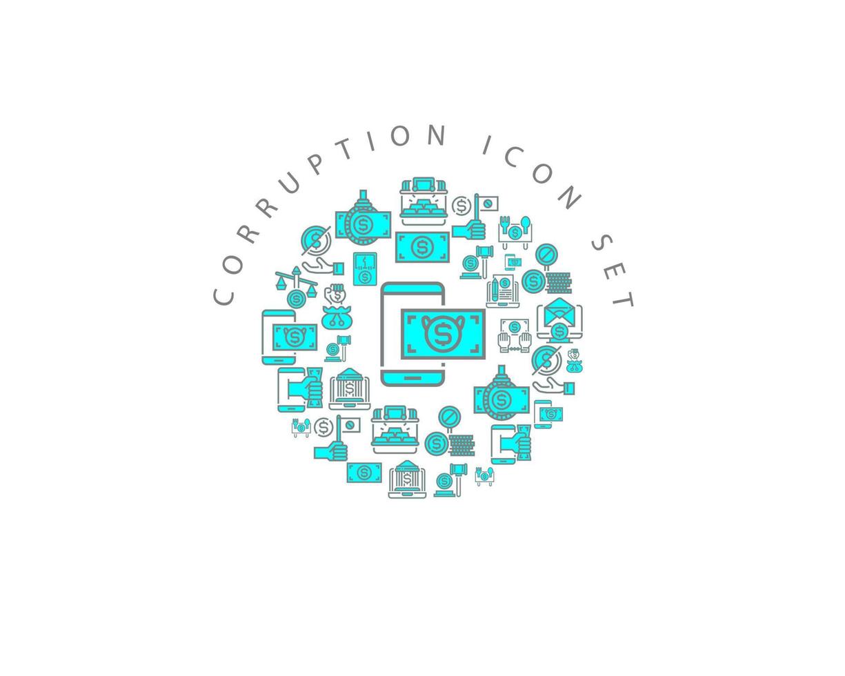 Corruption icon set design on white background. vector