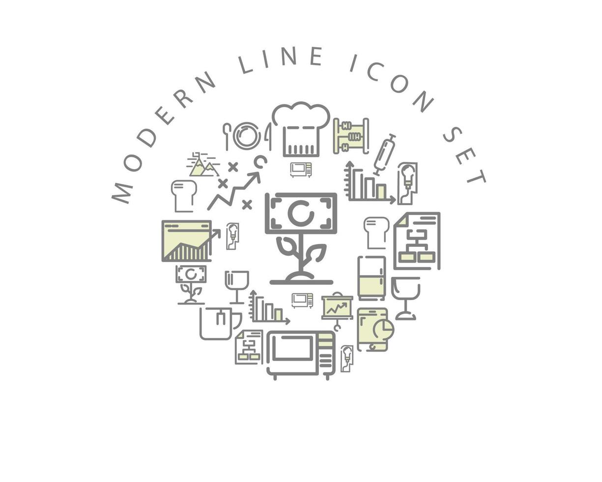Modern line icon set design on white background icon set design on white background vector