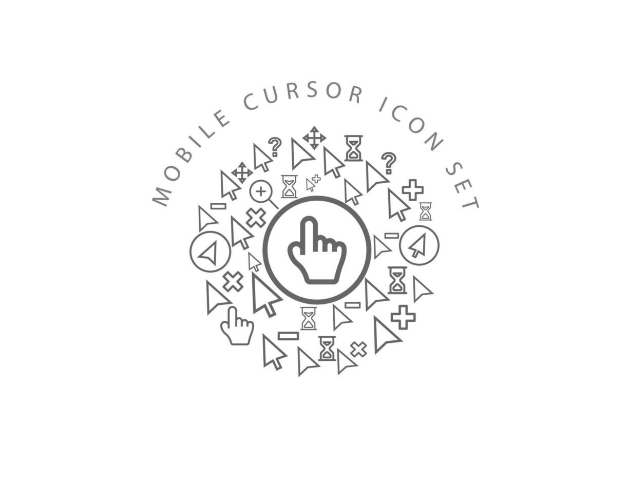 diseño de conjunto de iconos de cursor móvil sobre fondo blanco. vector