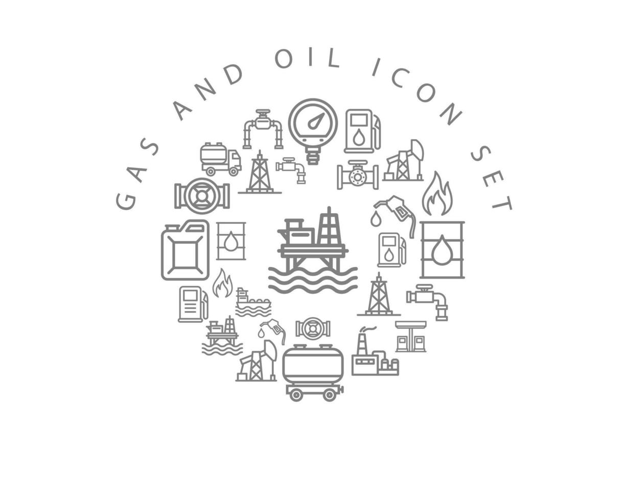 Gas and oil icon set design on white background. vector