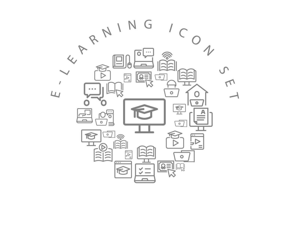 E-learning icon set design on white background. vector