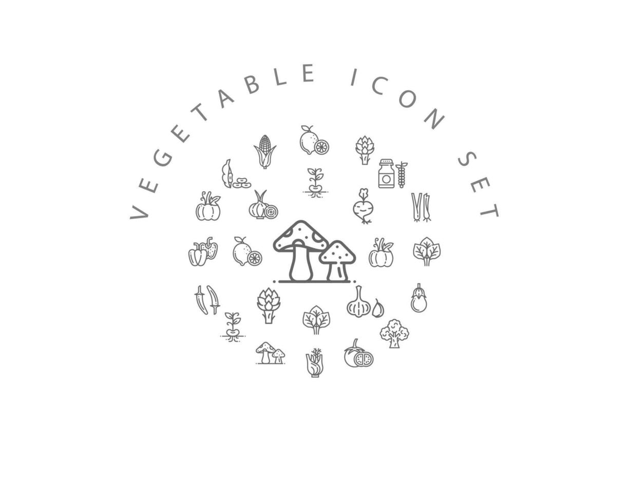 Vegetable Flat Icon Set Design. vector