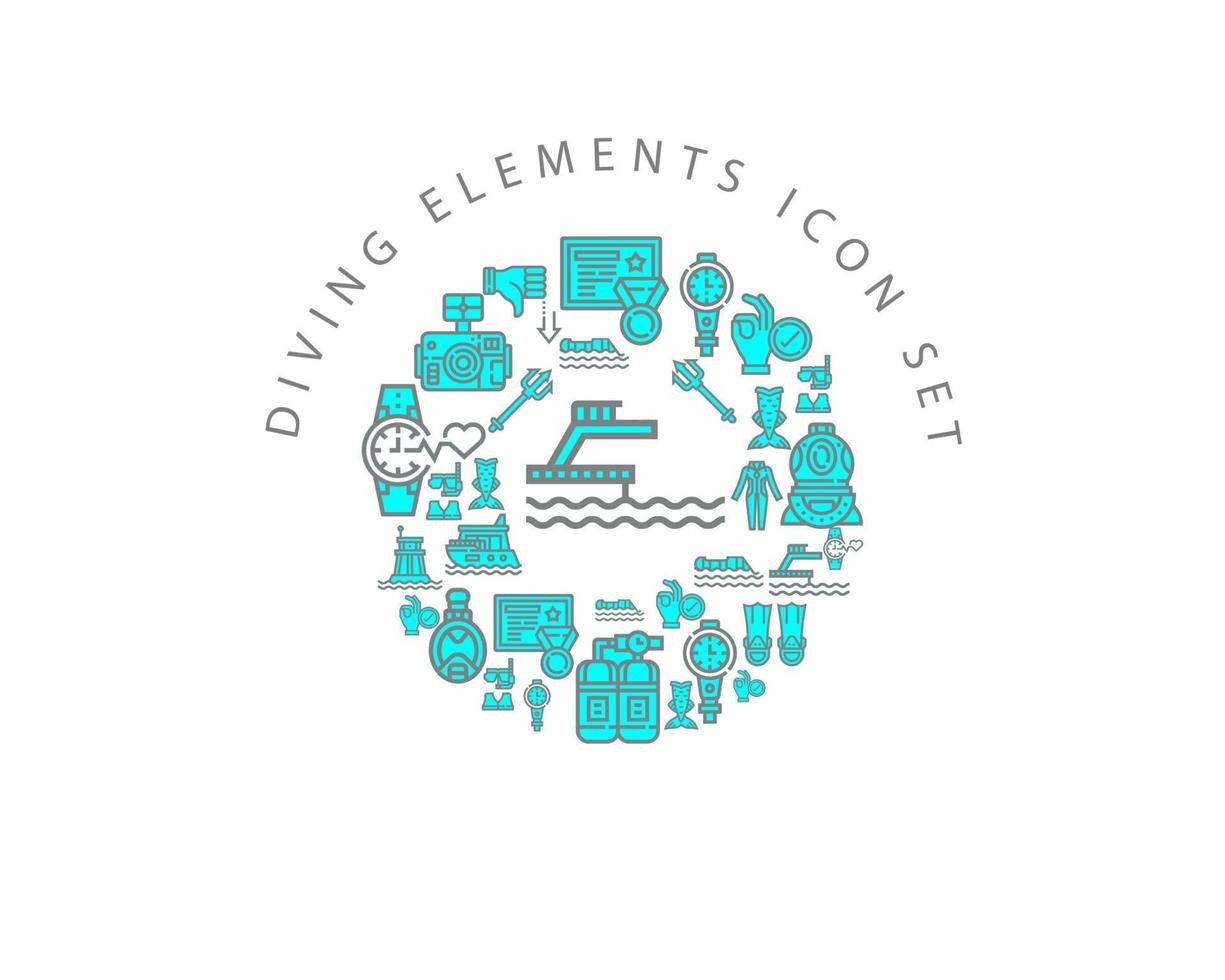 Diving elements icon set design on white background vector