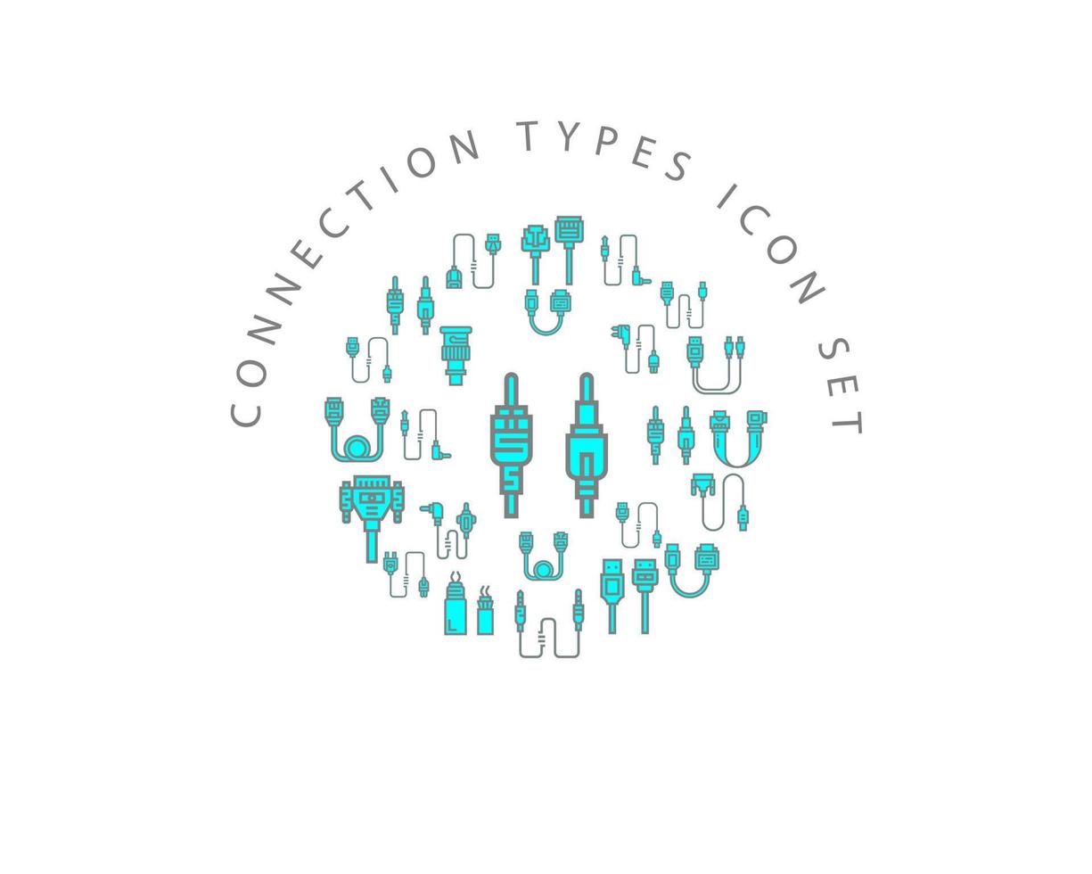 Connection types icon set design on white background vector