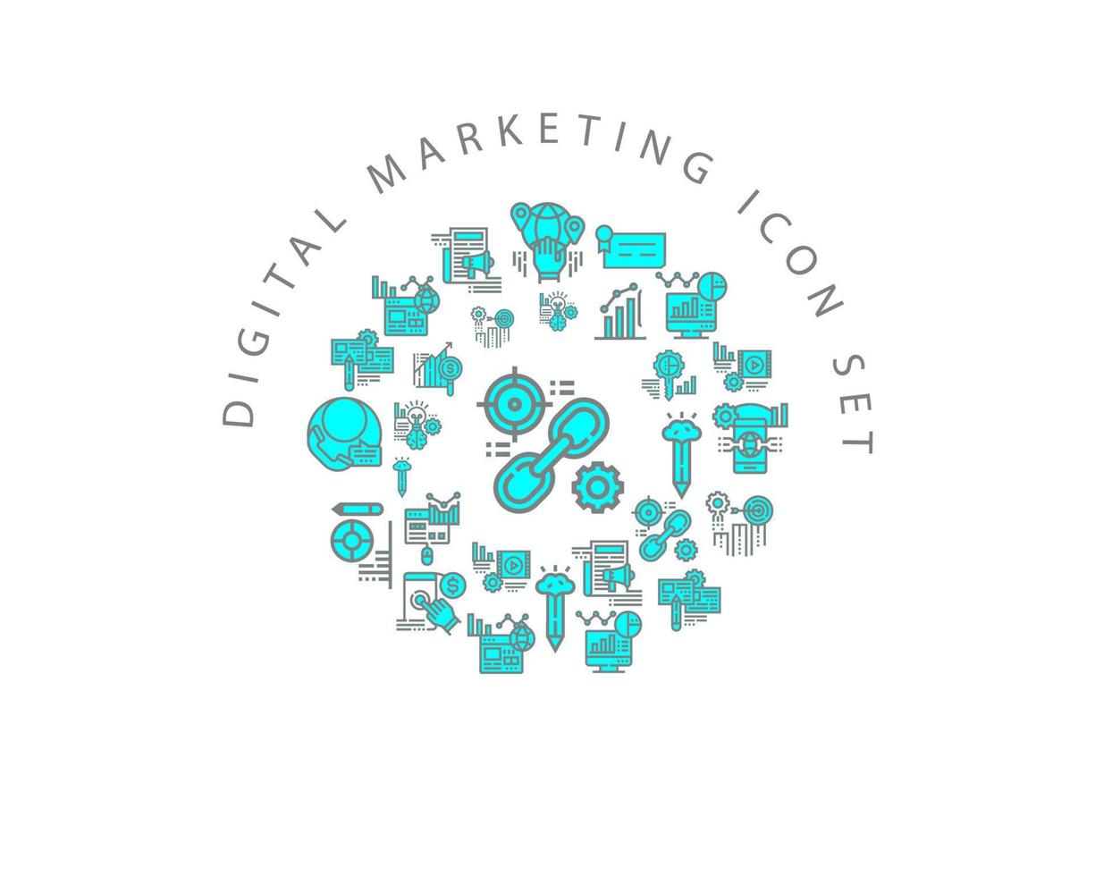 Digital Marketing icon set design on white background vector