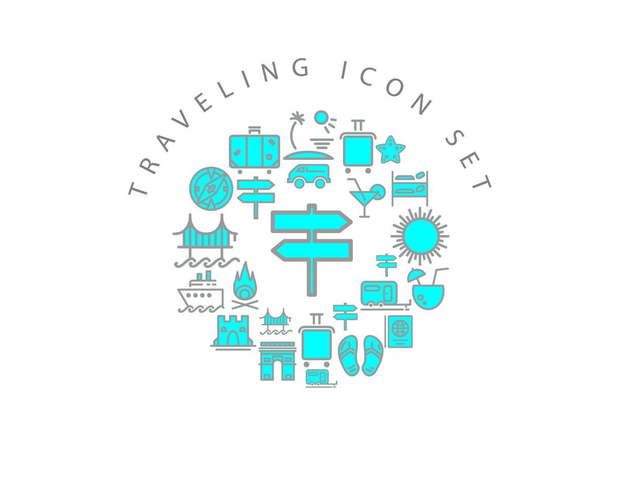 Traveling icon set design on white background. vector