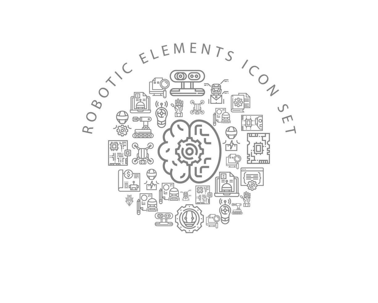 Robotic elements icon set design on white background. vector