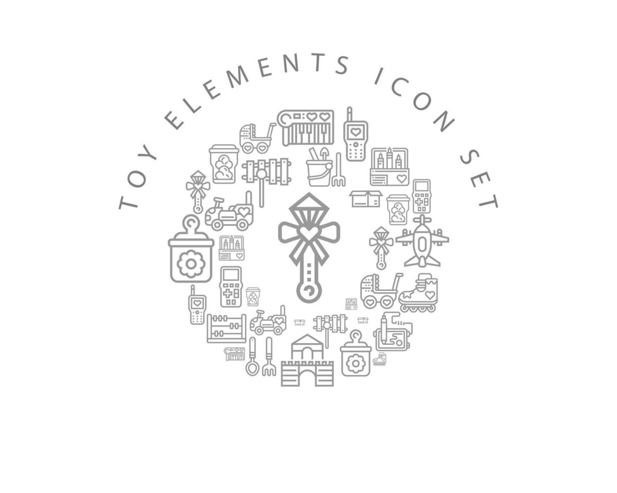 Toy elements icon set design on white background. vector