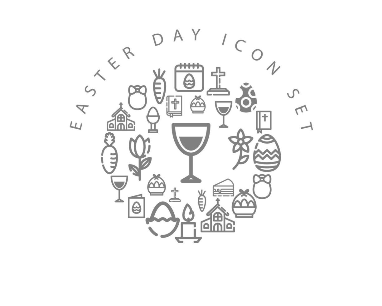 Easter day icon set design on white background. vector