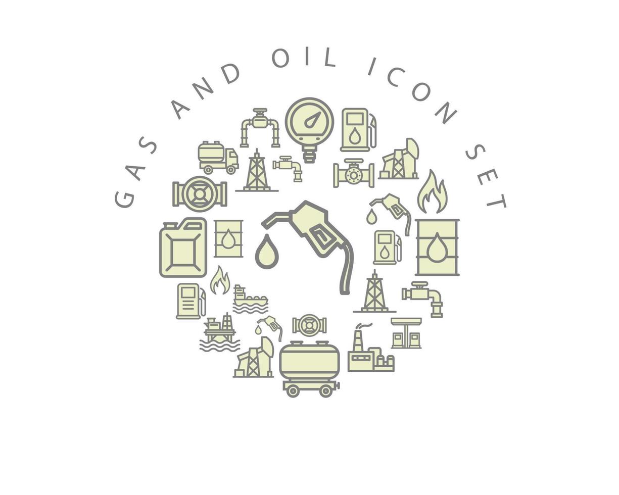 Gas and oil icon set design on white background. vector