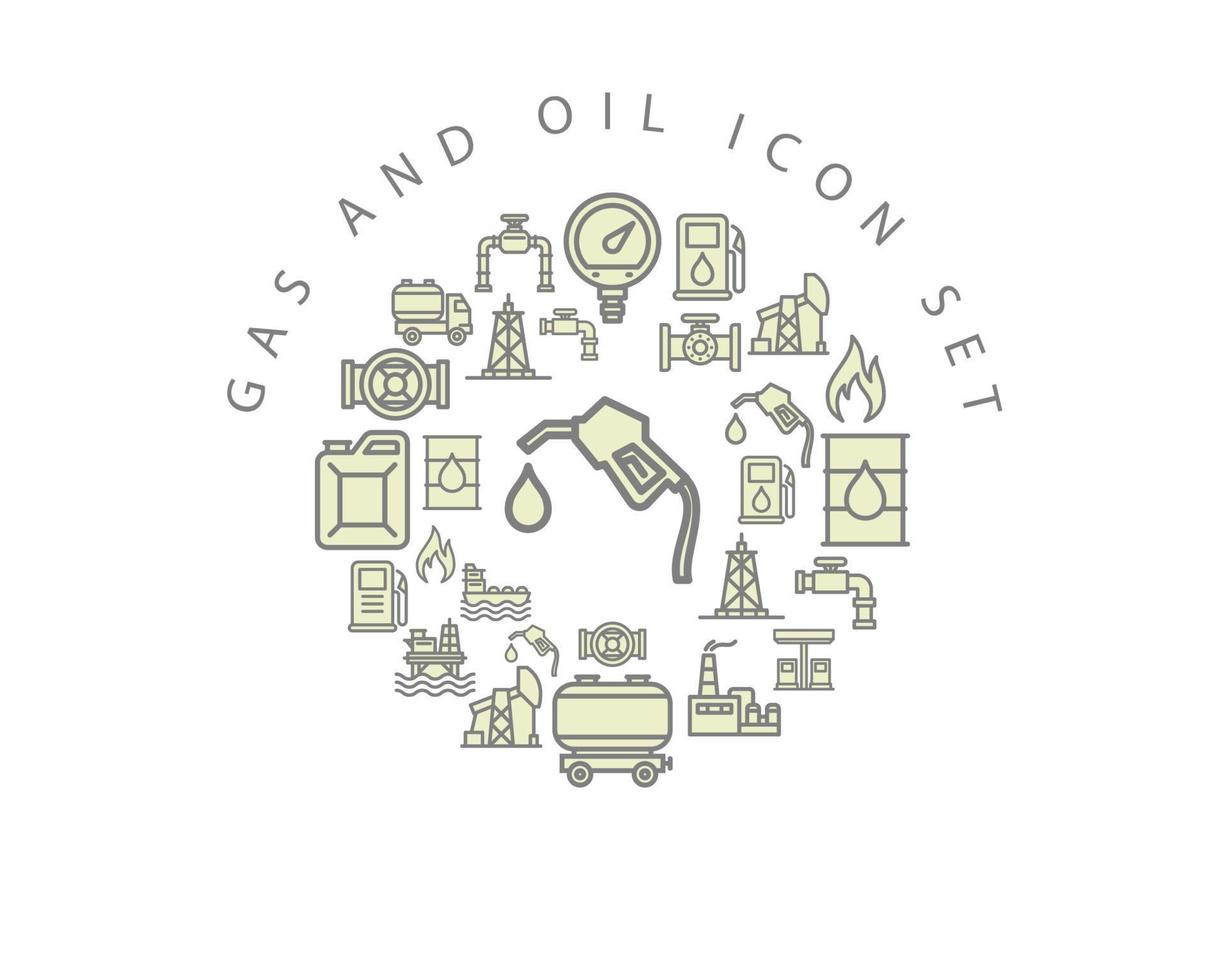 Gas and oil icon set design on white background. vector