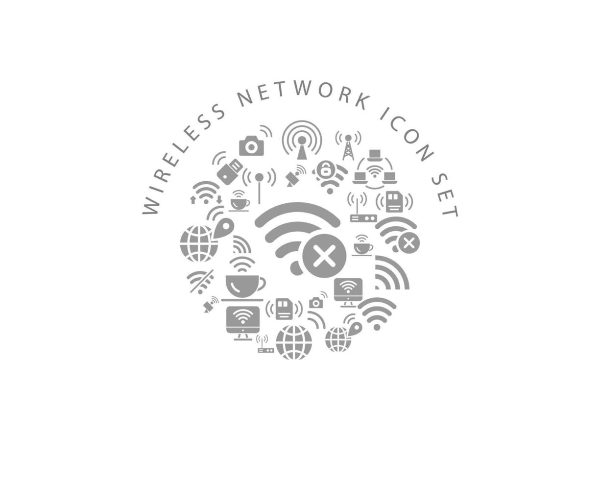 Wireless network icon set design on white background. vector