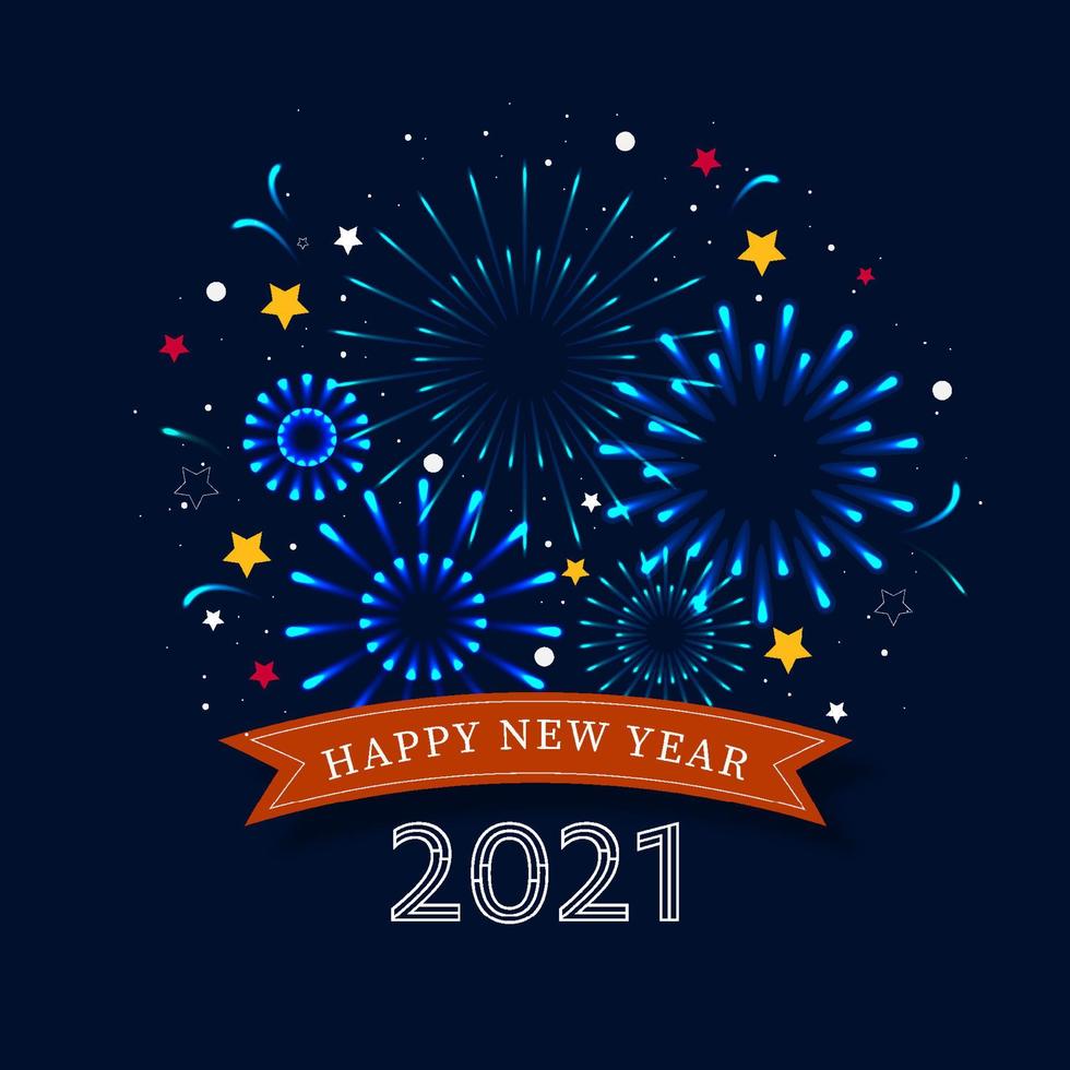 Fireworks and bokeh on New Year's Day and copy space. Holiday Abstract Background Made From Vector