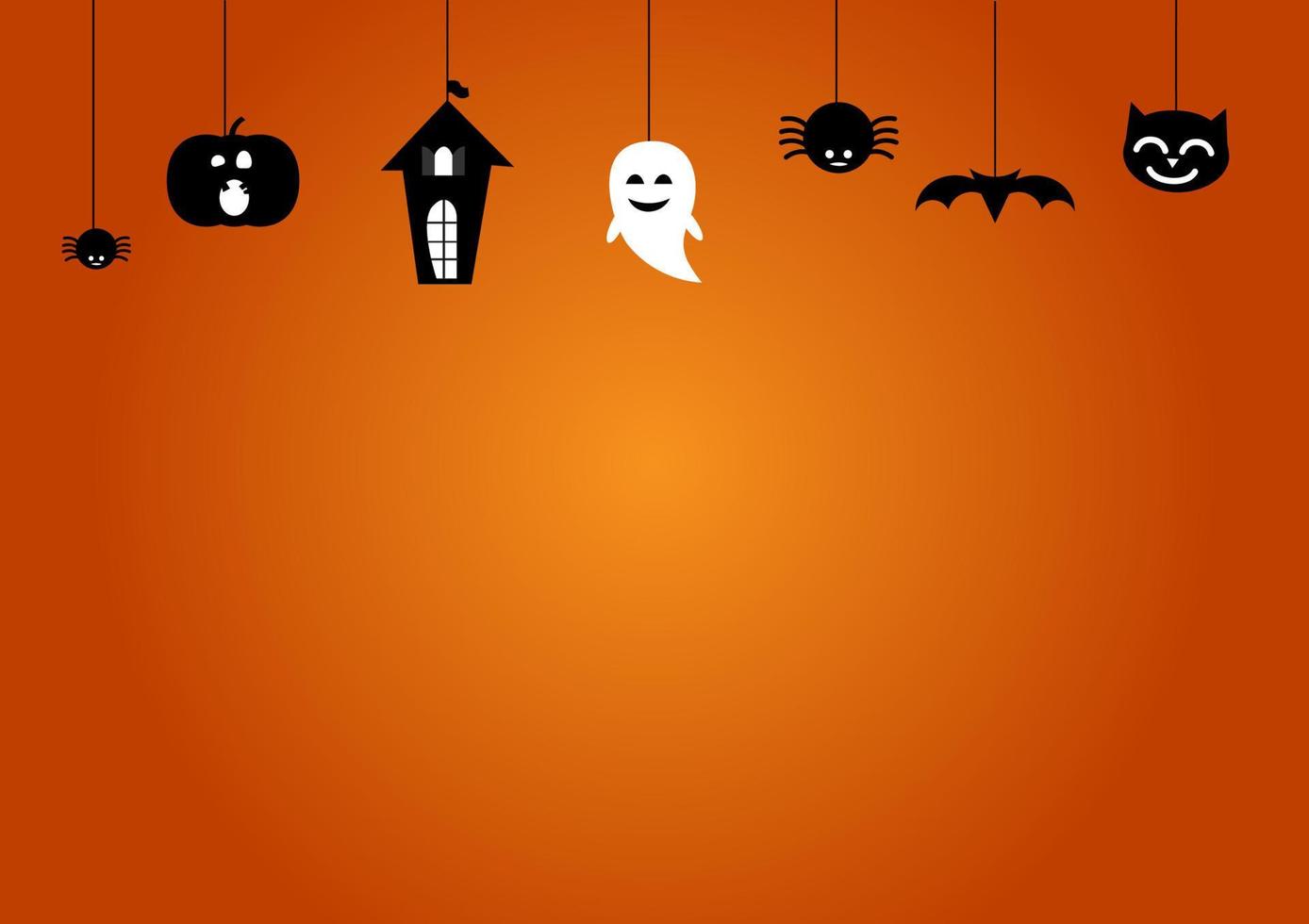 Cute vector set with halloween illustrations and icons set on blue background.