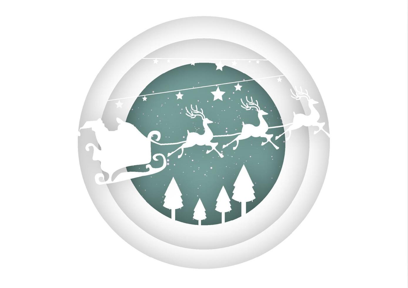 Illustration Festival Christmas White Blue Paper Cutting Techniques Made From Vector