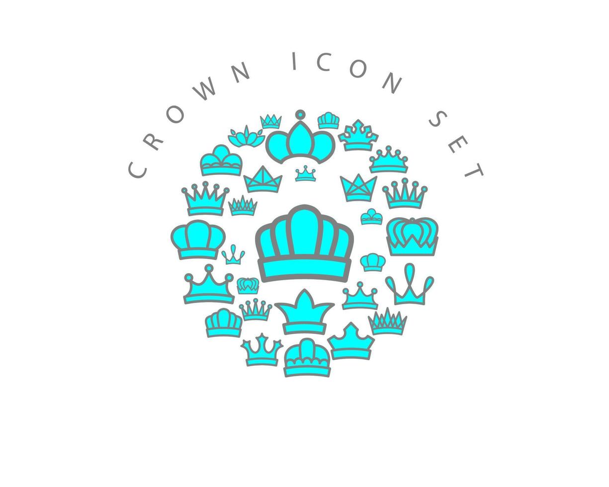 diseño de conjunto de iconos de corona sobre fondo blanco. vector