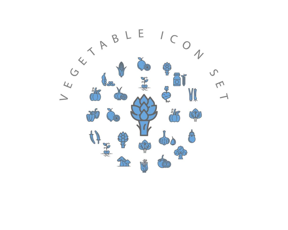 Vegetable Flat Icon Set Design. vector