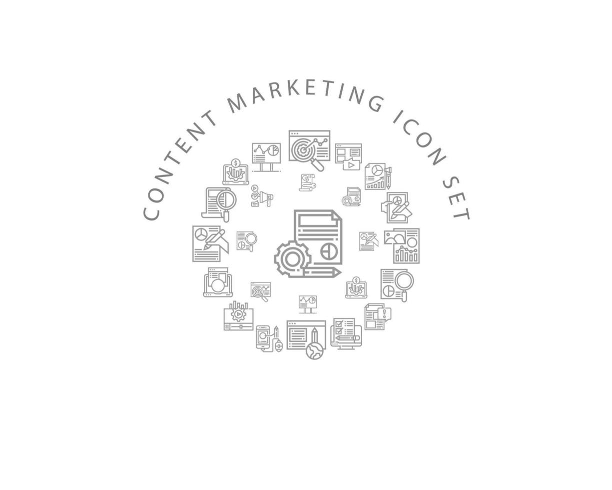 Content marketing icon set design on white background. vector